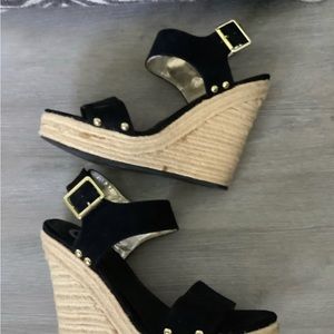 Guess Wedges, Black Suede Size 9